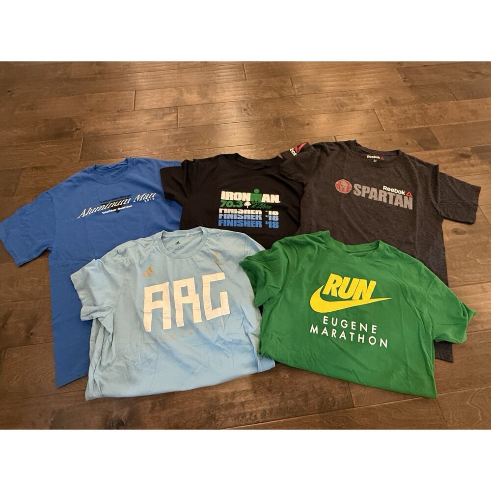 Lot Of 5 Nike Adidas Reebok Spartan Ironman Graphic T Shirts Swoosh T-shirts M - Picture 2 of 7